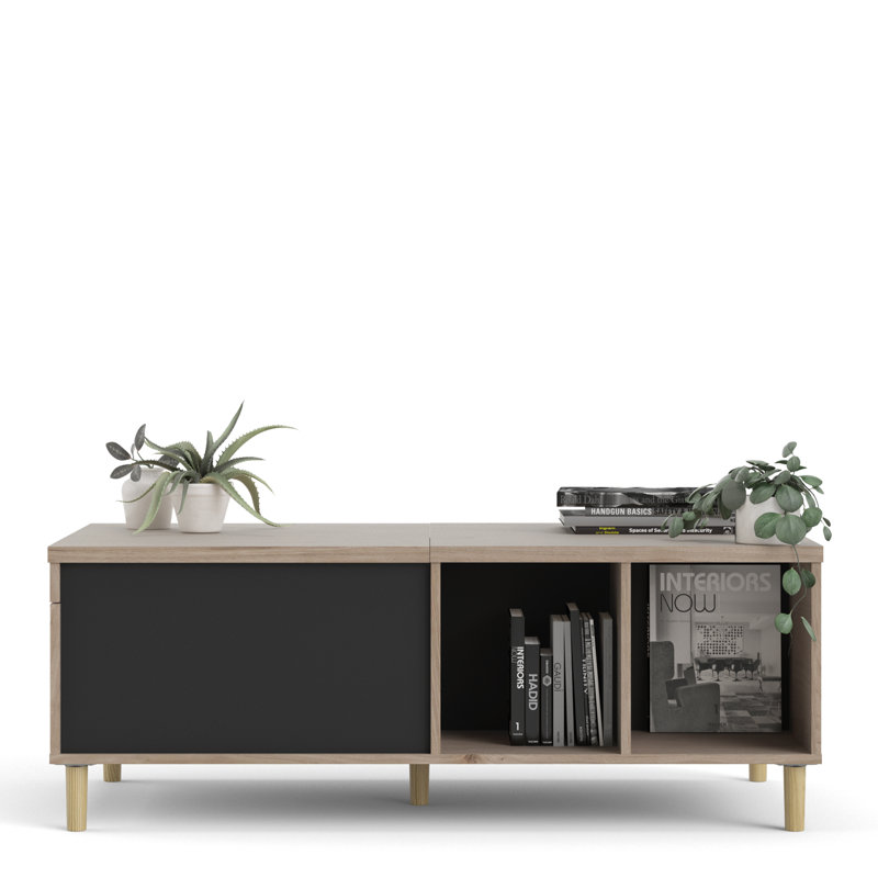 Gaen Four Leg Coffee Table with Storage, Black/Brown