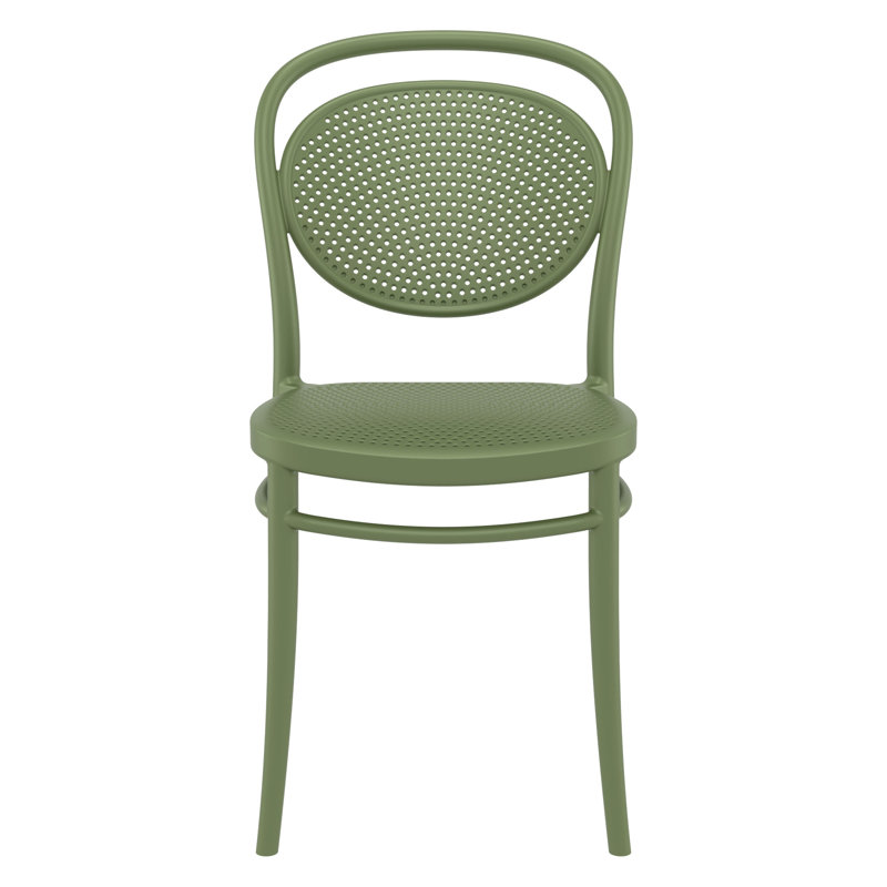 Farrah Stacking Patio Dining Side Chair, Olive Green