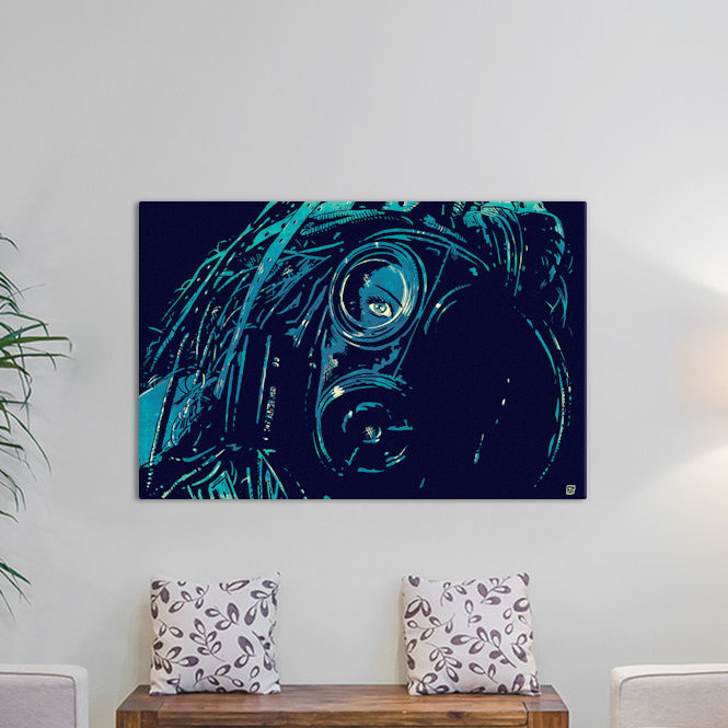 « cyberpunk » par giuseppe cristiano, peinture sur toile tendue, H 12 po x l 18 po x P 1,5 po