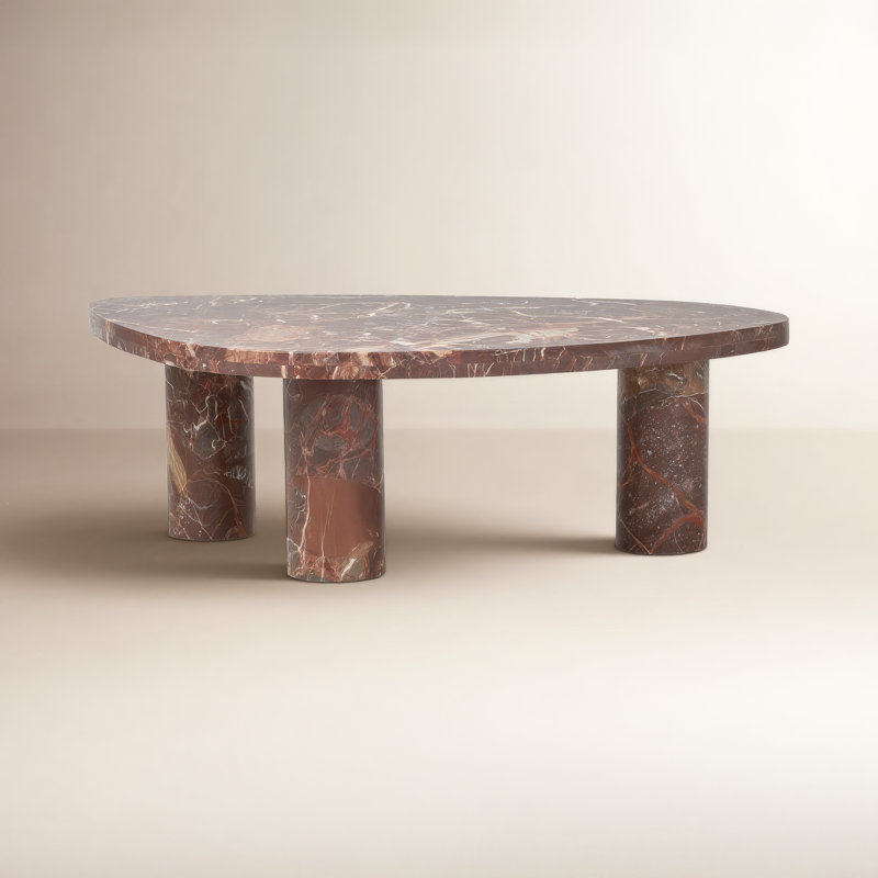 Moraga Single Coffee Table, 15" H x 48" L x 30" W, Merlot Marble