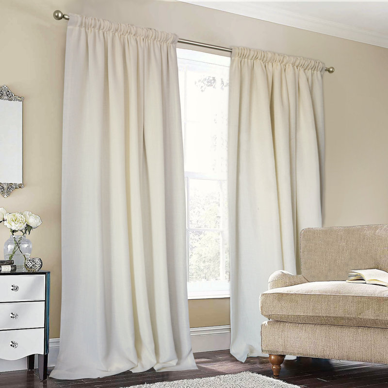 Sadea Semi Sheer Curtain Pair, Cream, 54cm Width x 72cm Drop