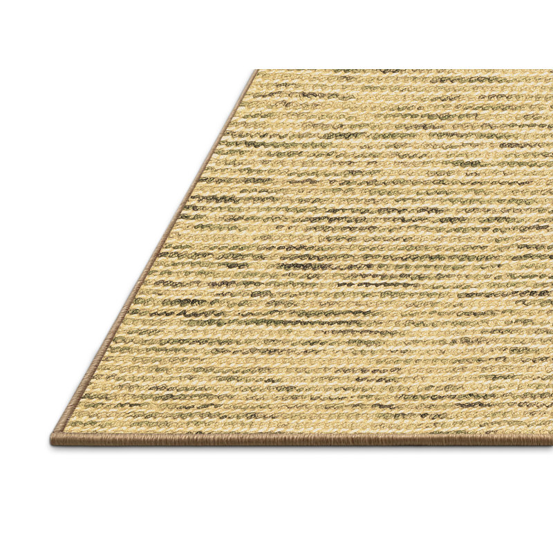 Tapis rayé en laine / polyester tissé à la machine Dougray - jaune / noir, Rectangle 2 pi x 3 pi