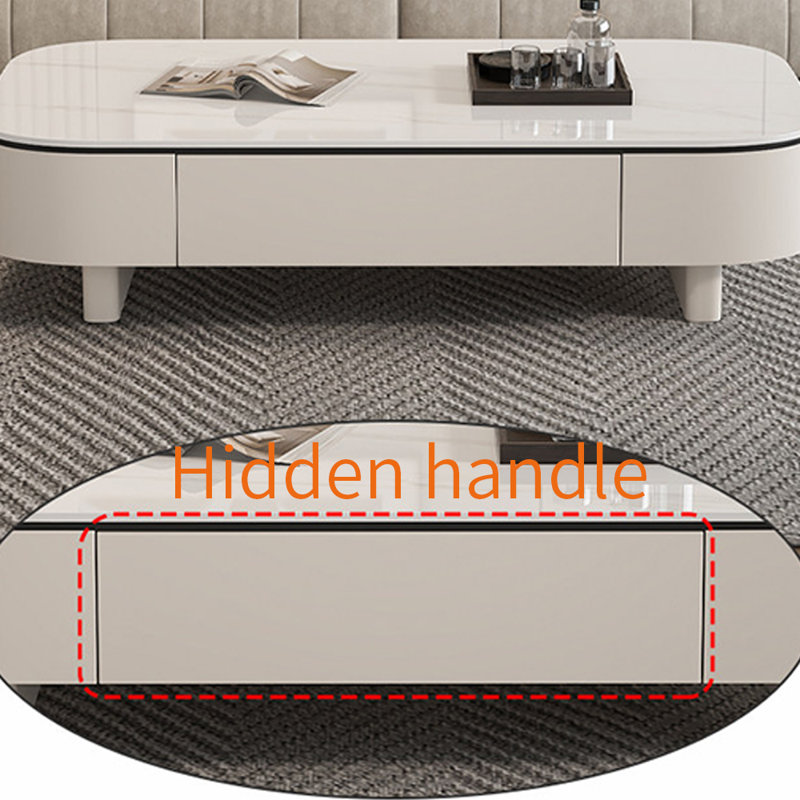 Table basse avec tiroir Luxury Rock, Blanc, 15.74" H x 47.24" L x 23.62" W, Blanc