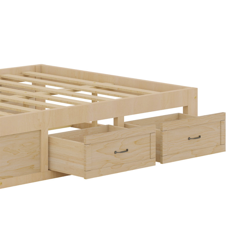Platform Bed With 6 Storage Drawers, Antique Natural, Full / Double