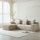 105'' Modular Sectional Sofa, Cloud Sofa, Plush Corduroy Fabric, with L-Shaped Deep Seat, Stylish and Modern Sectional Sofa for Living Room, Bedroom, No Installation Required, Grey L-Shaped on Right