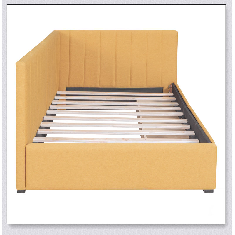 Upholstered Daybed With 2 Storage Drawers Sofa Bed Frame, Yellow