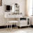 Retractable Makeup Vanity Desk With Mirror And Lights, 2 Drawers, Storage Shelves, Adjustable Cabinet, Power Outlet And A Stool-935610207