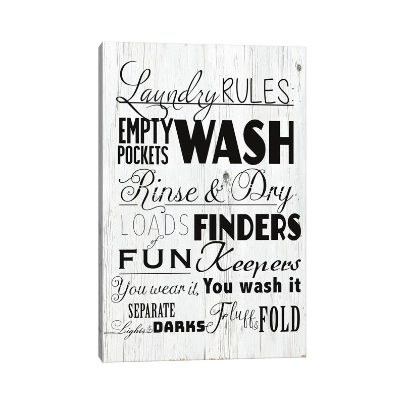 «Laundry Rules» par Daniela Santiago - impression sur toile tendue, H 26 po x l 18 po x 1,5 po