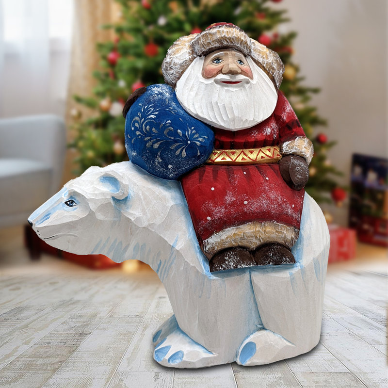 Porte-père noël peint à la main en bois de polarisation