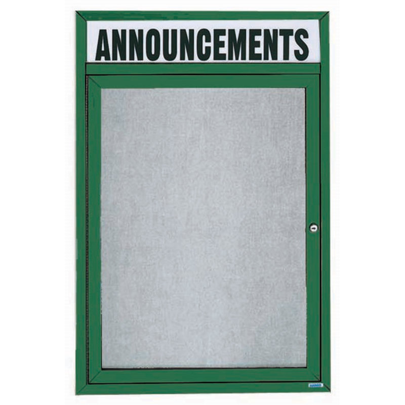 Tableau d’affichage mural illuminé à l’extérieur, Vert thermolaqué, Un, H 36 po x l 30 po
