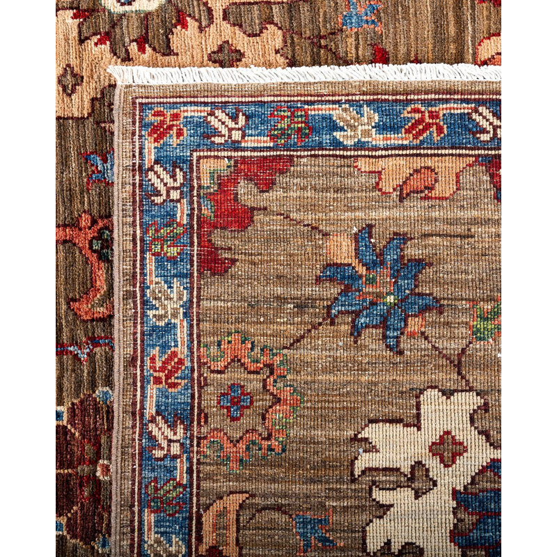 Tapis unique bleu / brun / rouge 8 pi 3 po x 9 pi 10 po Demontra