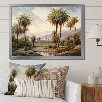 Palm Tree Canvas Wall Art, Desert Oasis Tropical Print - Palm Tree Desert Oasis I