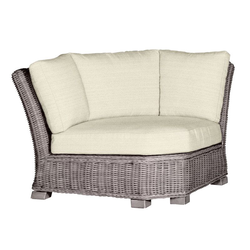 Rustic Woven Sectional Corner, Rollo Chambray InsideOut® Linen, No Welt, Oyster