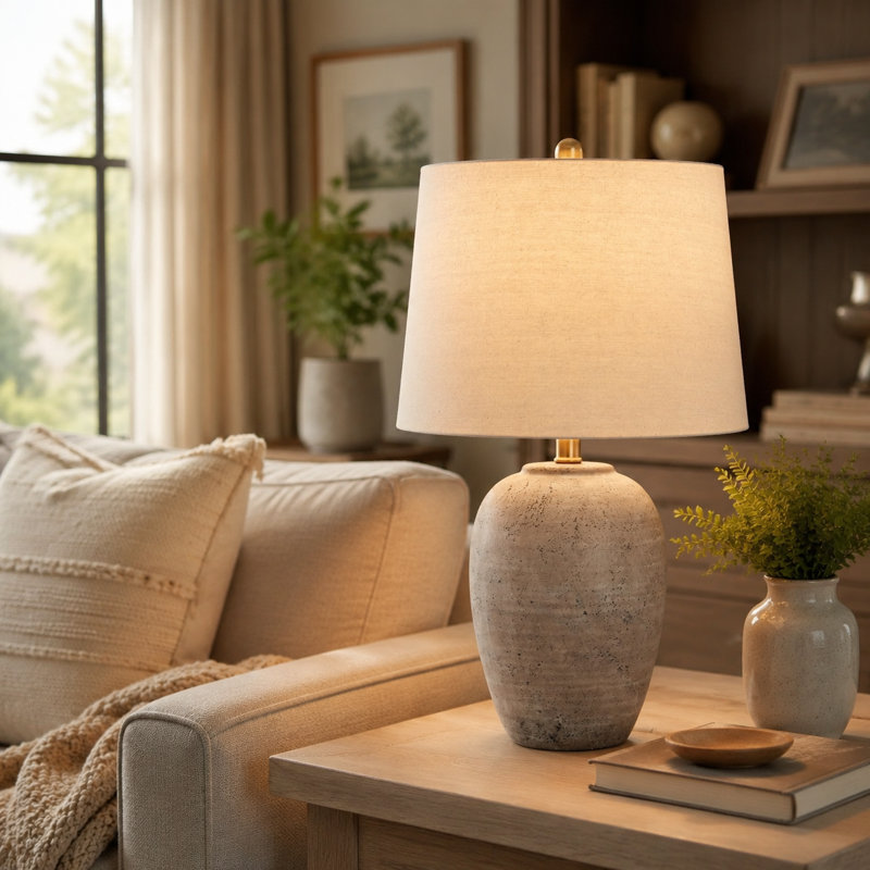 23" Greyish Brown  Ceramic Table Lamp