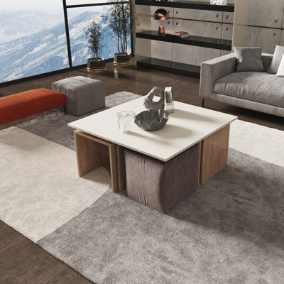 Ilchester Mid-Century Modern Nested Coffee Table & Ottoman Set