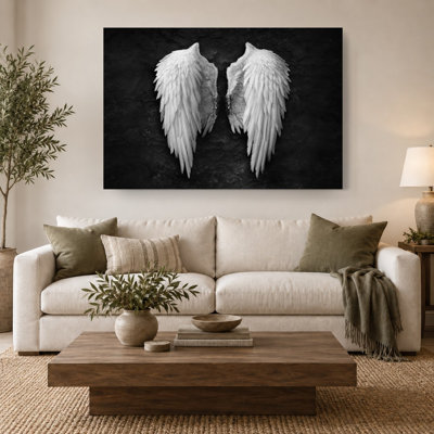«Angel Wings», reproduction d'art sur toile en noir et blanc