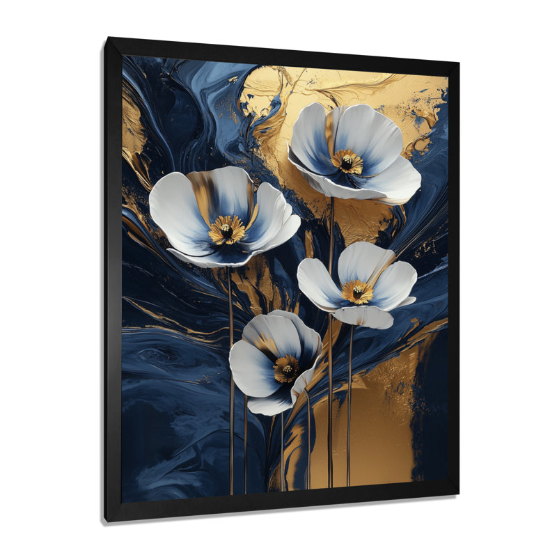 Kubik - Floral Wall Art, Noir, noir, noir, noir, H 20 po x l 12 po, Reproduction encadrée d'une seule photo