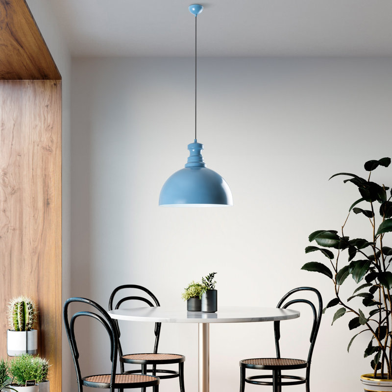 Lustre réglable élégant, structure en métal bleu clair, 15,7 po x 14,6 po | Hauteur réglable: 17,3 - 52,8 pouces | Douille E27, 40 W maximum (ampoule non incluse) | Éclairage élégant pour la maison, la salle à manger et les espaces de vie