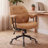 Retro Faux Leather Mid-Back Office Chair with Wheels, Wide Padded Seat, Lumbar Support and 90°–120° Rocking-1351628715