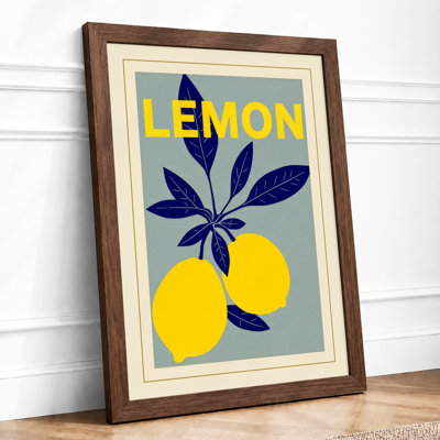 Lemon Modern Poster Mid-Century - Framed Print