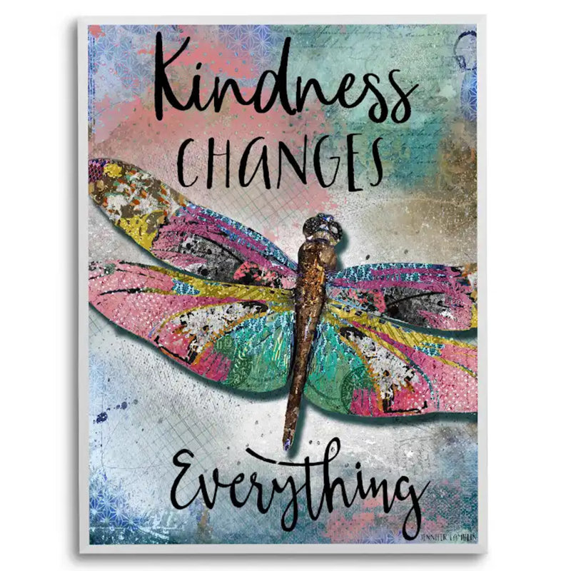 Kindness Changes Everything Print by Jennifer Lambein, White Floater Framed Canvas, No Mat, 42" H x 32" W x 2" D