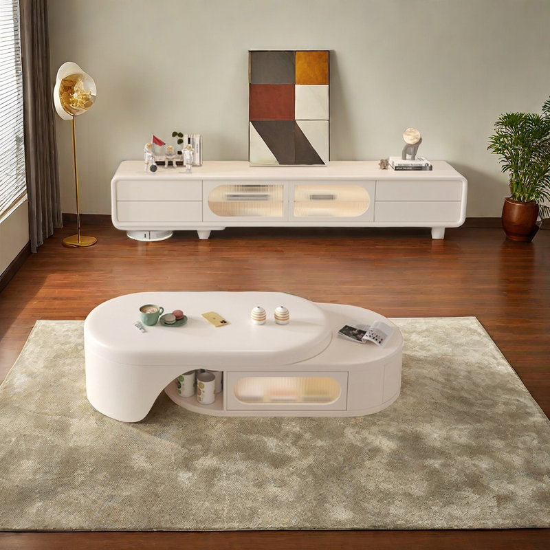 Sturdy solid wood TV stand coffee table