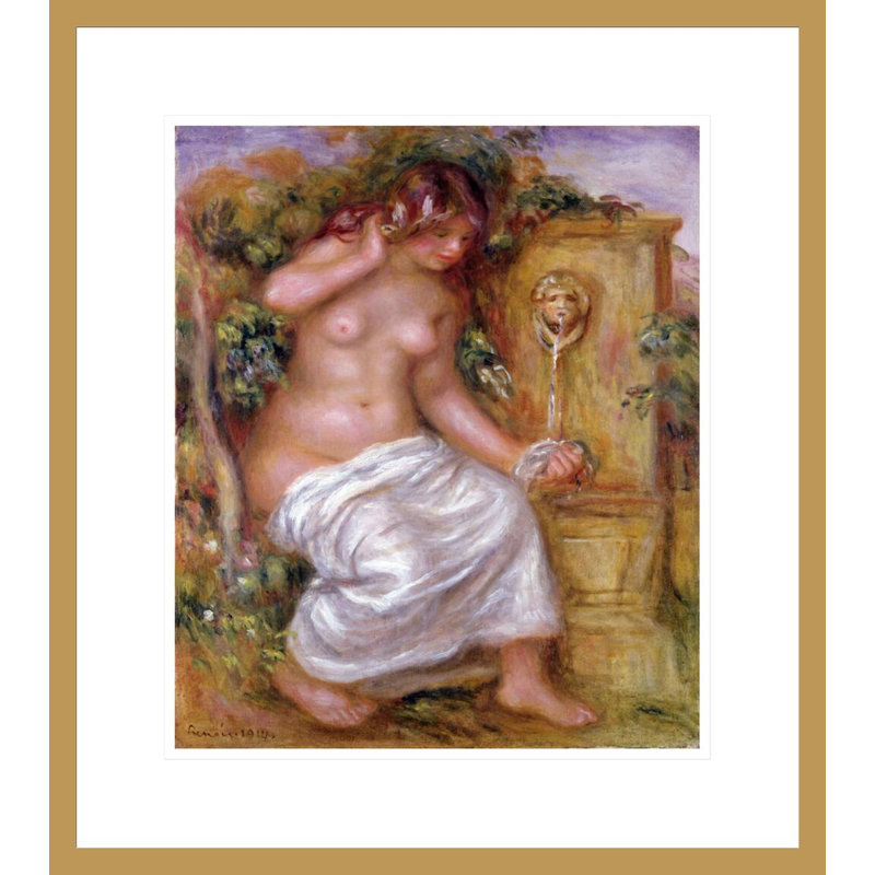 «The Bather at the Fountain» par Pierre-Auguste Renoir, impression giclée encadrée, H 19,97 po x l 17,75 po