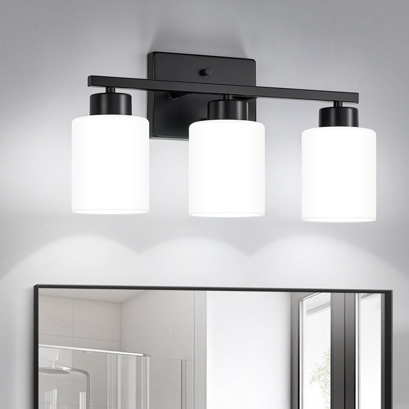 Luminaires de salle de bain, 6 lumières, Nickel; noir mat