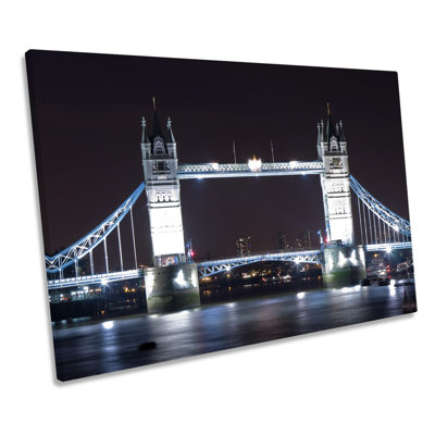 Tower Bridge London City Night - Wrapped Canvas Print