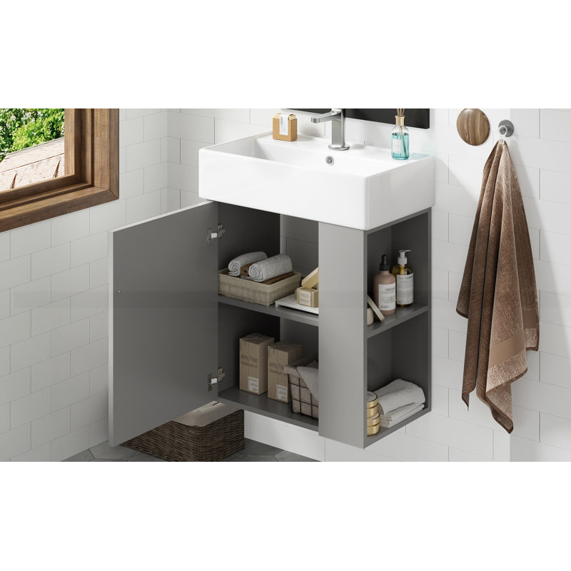 Meuble-lavabo flottant moderne 21,6 po avec lavabo en céramique