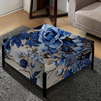 Grand repose-pieds carré bleu Cobalt
