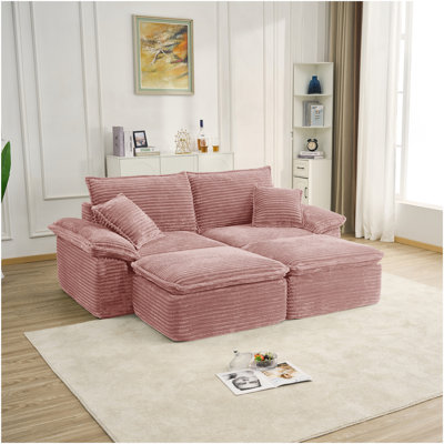 Canapé modulaire 81 po - Très grand canapé en nuage de velours côtelé avec repose-pieds mobile