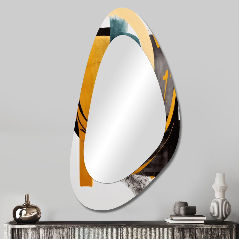 Art moderne moderne vert déco IV - miroir asymétrique transitionnel, miroir mural décoratif de forme unique vert