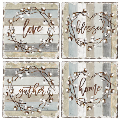 Stoneware Square 4 Piece Coaster Set