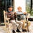 Classic Log Style Rocking Chair In Wood - , Backyard, Garden, Patio, 550 Lbs Capacity, Natural, Two Person 2 With Ornament Comfortable For Backyard