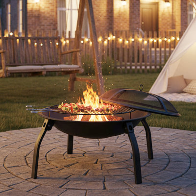 Round Iron Charcoal Fire Pit