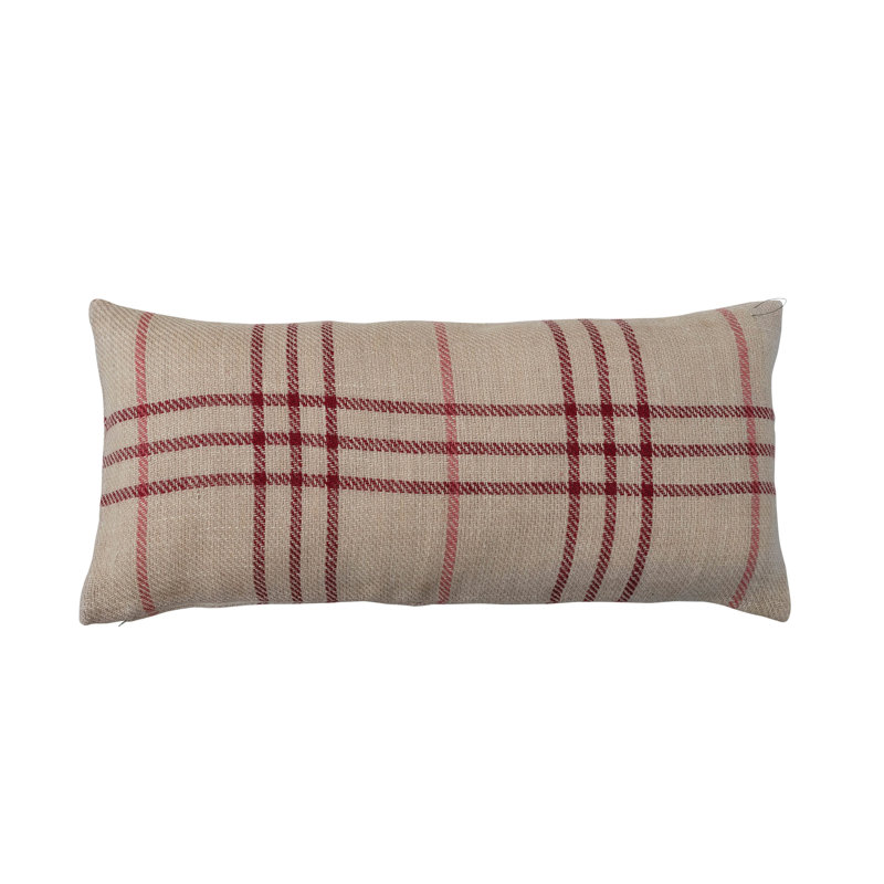 Plaid Jute / Sisal Reversible Throw Pillow
