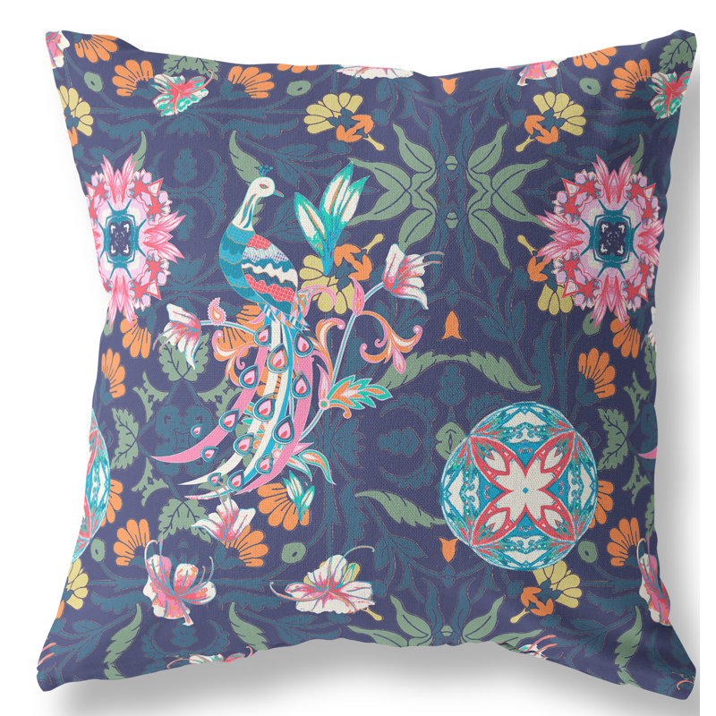 Amaretto Reversible Throw Pillow, 26"x26", Blue/Pink