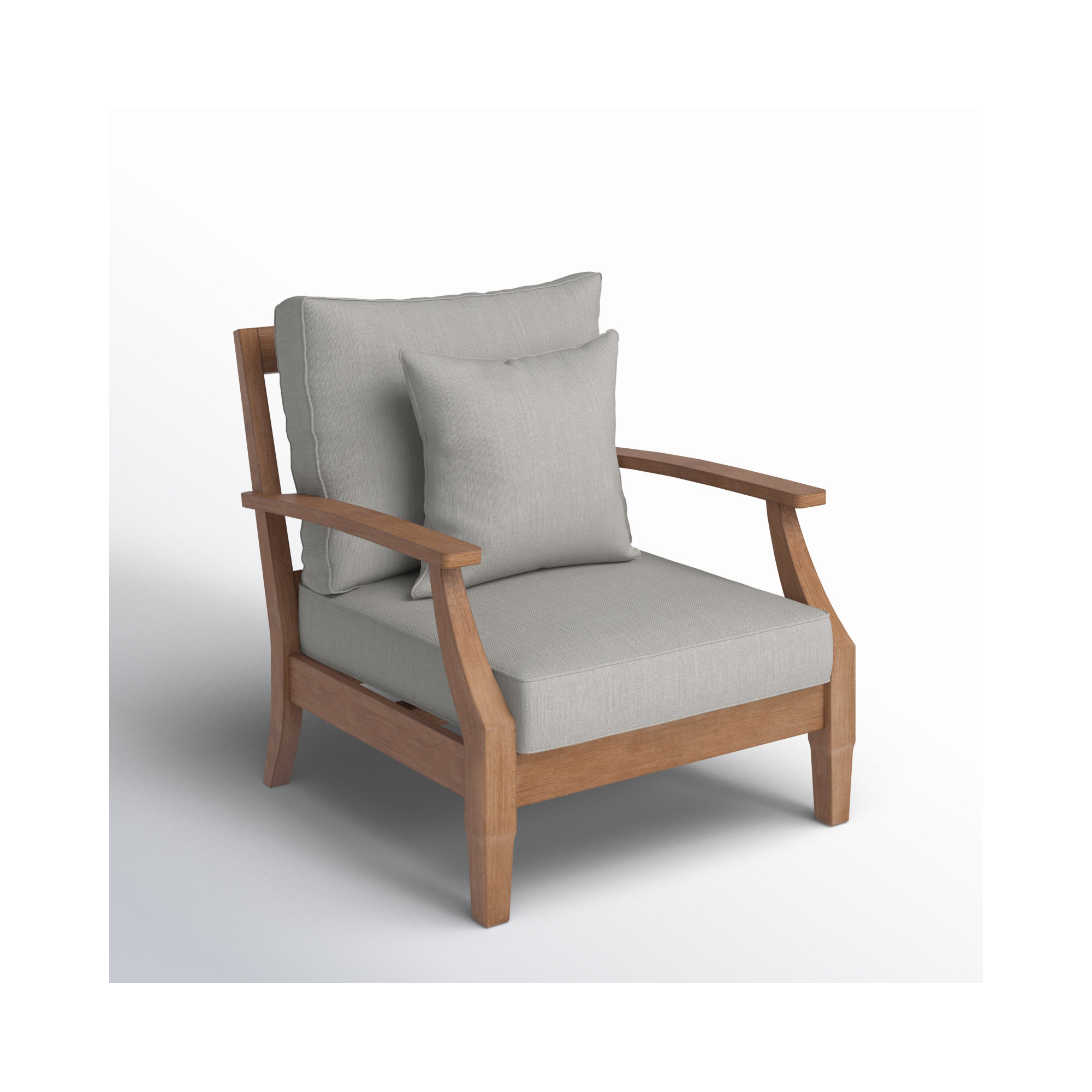 Samya Outdoor Chair with Cushions, Grey Performance Linen, Natural