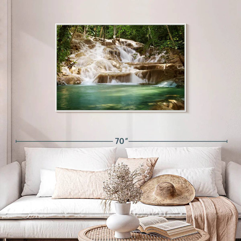 Dunn's River Falls, Cadre flottant blanc, 43 po x 29 po