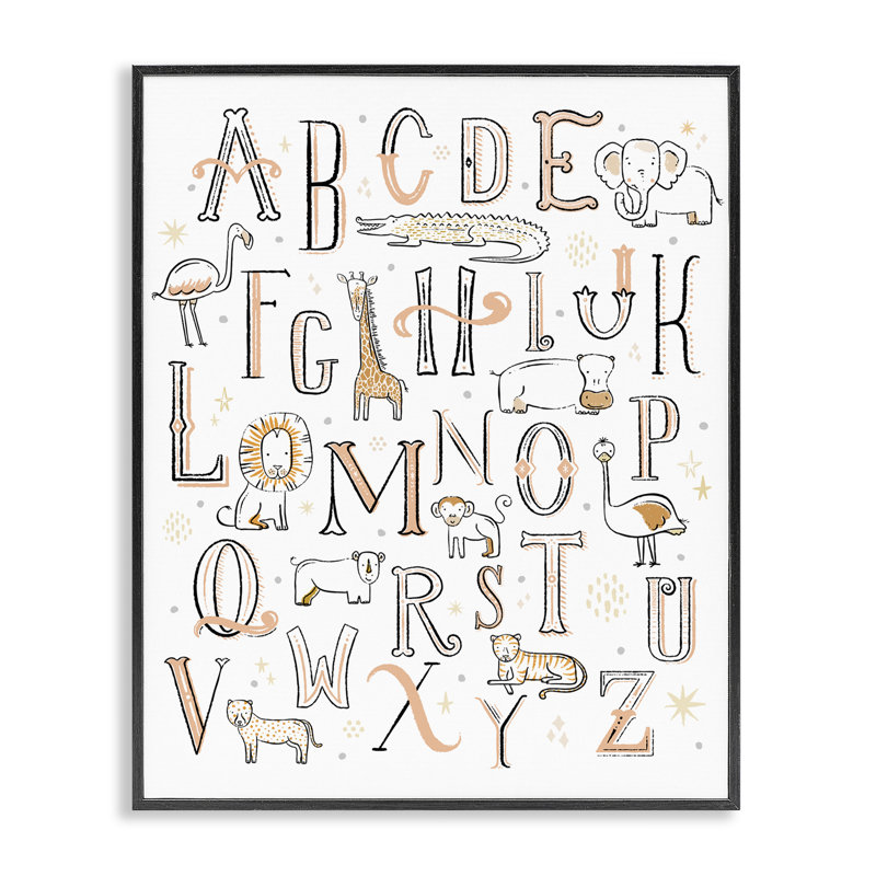 Art graphique de l'alphabet de la chambre de bébé Abdualeem, Giclée encadrée noir minuit, H 14 po x l 11 po