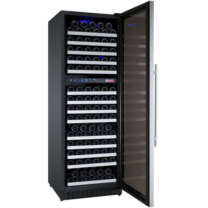 Allavino 24" Wide FlexCount II Tru-Vino 172 Bottle Dual Zone Black Right Hinge Wine Refrigerator, Right, Stainless Steel