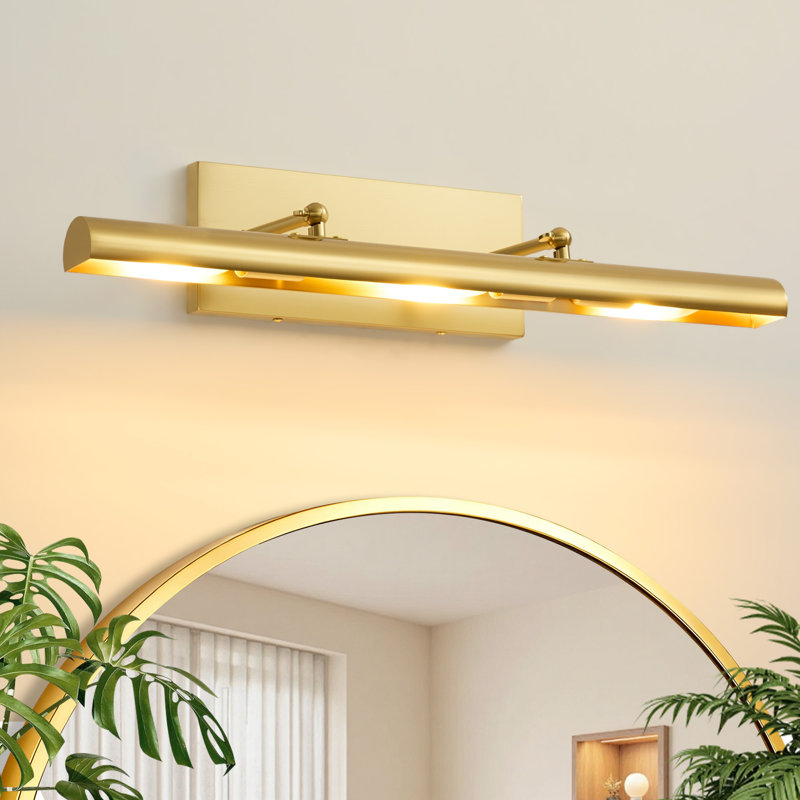 Adjustable Arm Wall Sconce With Gold Finish, 24-Inch Wide Modern Swing Arm Wall Light, Gold