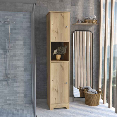 Armoire à linge Albany, quatre tablettes intérieures, finition chêne clair