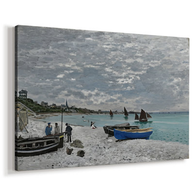 La plage à Sainte-Adresse-Claude Monet-Toile tendue avec châssis-1867