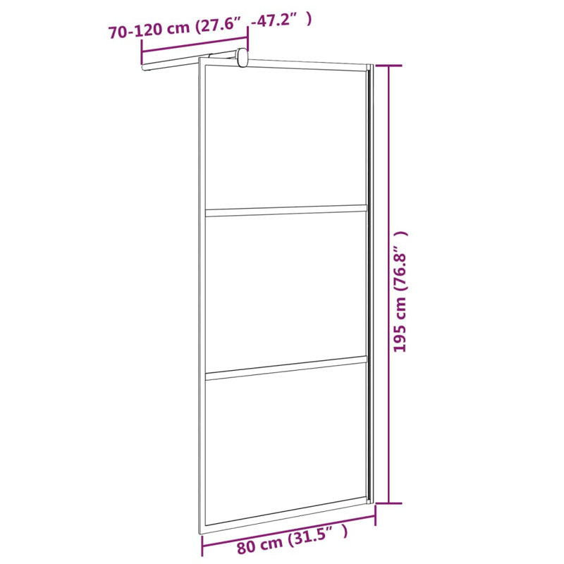 Ringler 900mm H Framed Walk In Screen with Glass, 80cm H x 195cm W