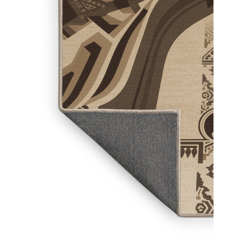 Soft Plush Rodolfo Accra Independence Arch Classic Oriental Area Rug in Brown – Beige Binding, 6x9