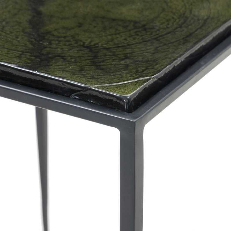 Dalston Glass Nesting End Table, Moss Cast Glass