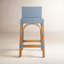 Serienna Blue & White Rattan Low Back Counter Stool-1653777190-1675102037