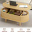 Table basse à plateau relevable moderne, structure cannelée, structure stable pour espace de vie avec panneaux, couleur naturelle, support hydraulique